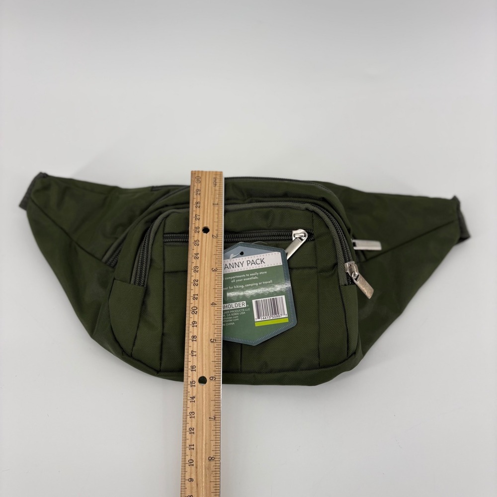 Wanderlust Fanny Pack Green Adjustable Strap Zip Pockets‎ Travel Hiking Bag - Picture 3 of 5